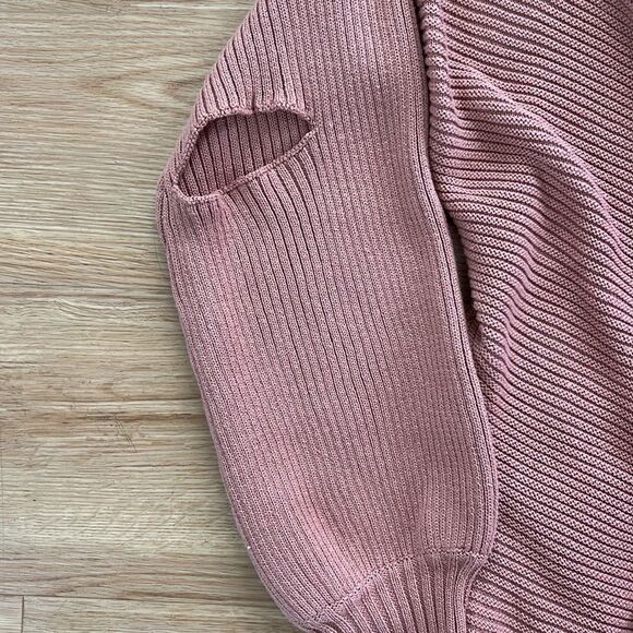 Kittenish Womens Knit Wrap Sweater Dress Medium Mauve Brighton Balloon Sleeve - Picture 5 of 7